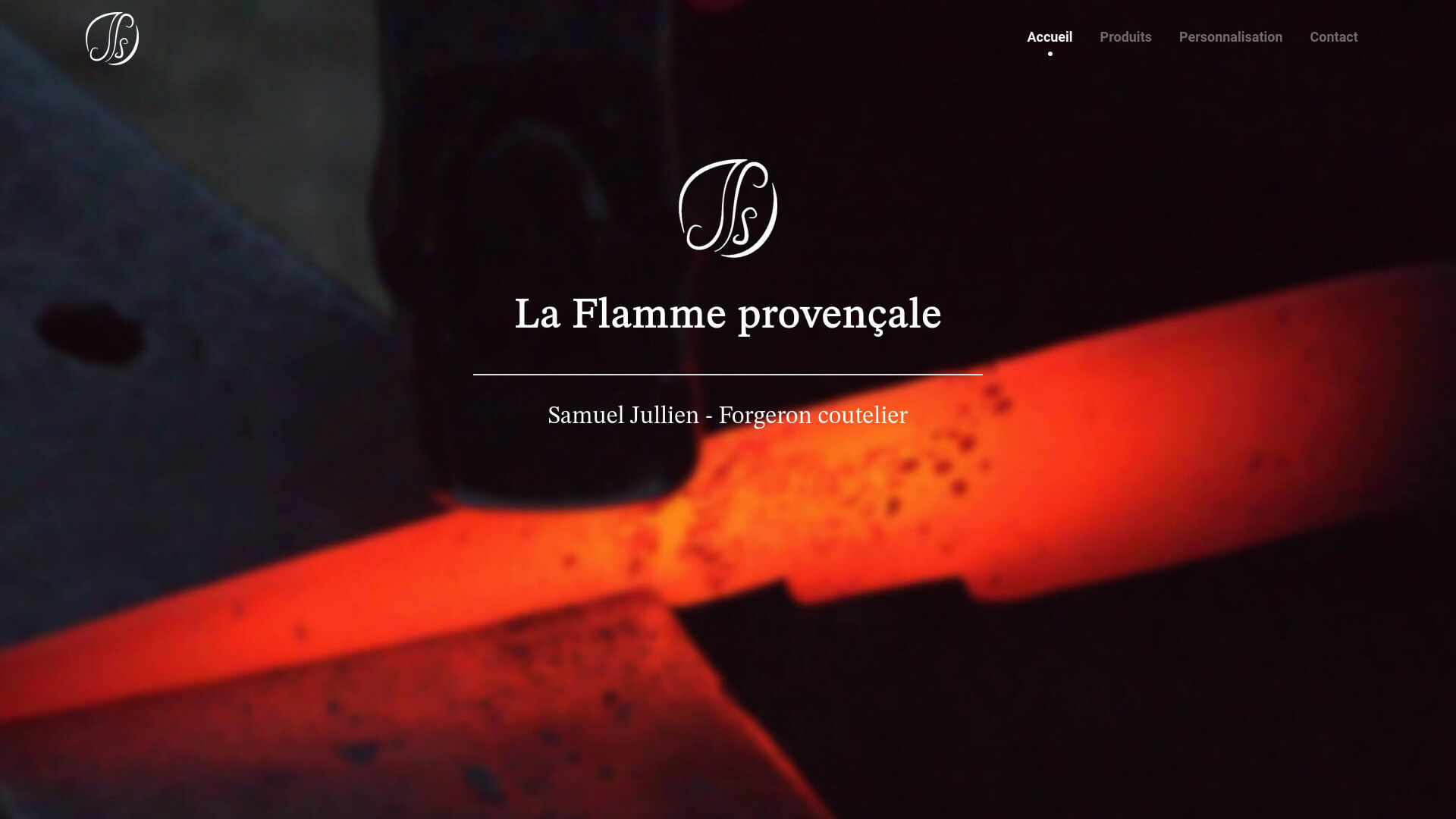 Screenshot du site web 'La Flamme Provençale - Forgeron Coutelier'